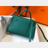 Hermes Mini Kelly Best Quality Army Green Handbag Epsom leather