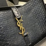 Best Quality Saint Laurent Shoulder Hobo crocodile-embossed shiny leather Black 657228 Handbags