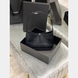 Best Quality Saint Laurent Shoulder Hobo crocodile-embossed shiny leather Black 657228 Handbags