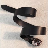 Gucci Best Quality Leather belt with tiger buckle black