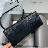 Balenciaga Best Quality Hourglass Small Top Handle Bag Black