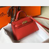 Best Quality Hermes Red Mini Kelly Handbag Epsom leather