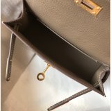 Best Quality Hermes Mini Kelly Epsom leather Earthy Gray Bags
