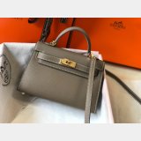 Best Quality Hermes Mini Kelly Epsom leather Earthy Gray Bags