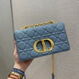 High Quality Dior Caro 20cm Luxury Goods blue bags