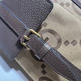 7 Star Gucci Backpack Best Quality 678829 with jumbo GG in camel and ebony GG canvas