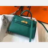 Hermes Mini Kelly Best Quality Army Green Handbag Epsom leather