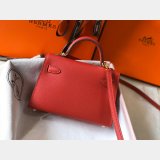 Best Quality Hermes Red Mini Kelly Handbag Epsom leather