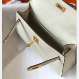 Best Quality Hermes Mini Kelly Handbag Epsom leather Off white