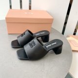 Miu Miu Best Quality Bread Slippers Heel Sandals Shoes