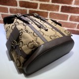 7 Star Gucci Backpack Best Quality 678829 with jumbo GG in camel and ebony GG canvas