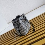 Designer Prada Best Quality 1NR016 Crystal Embellished Satin Mini-pouch Bag