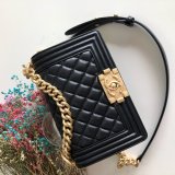 High Quality CC Le Boy Best Quality Best Black Bags lambksin 20cm
