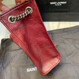 Best Quality YSL NIKI red shopping bag in crinkled vintage leather