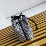 Designer Prada Best Quality 1NR016 Crystal Embellished Satin Mini-pouch Bag