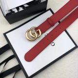 AAA+ Gucci Best Quality Leather Belt With Double G Red Buckle