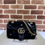 Black Velvet 443497 Gucci GG Marmont Matelassé Shilder Best Quality Bag