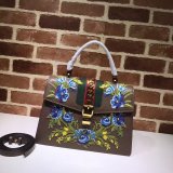 AAA+ Gucci Best Quality 431665 Leather Sylvie Medium Top Handle Bag