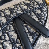 Best Quality Christian Dior Saddle Bag Grained Blue Oblique Jacquard