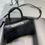 Balenciaga Best Quality Hourglass Small Top Handle Bag Black