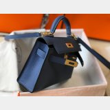 Hermes Blue Mini Kelly Best Quality Handbag Epsom leather