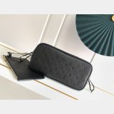 Louis Vuitton M45685 Best Quality Neverfull MM Monogram Empreinte Leather Black
