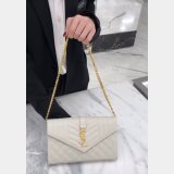 YSL Best Quality Saint Laurent Envelope Wallet on Chain WOC 620280 White Bag