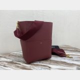 Women's Sangle bucket Best Quality Celine bag Wine red grained calfskin