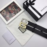 Luxury Gucci 35mm Buckle Black leather belt Luxury Goods
