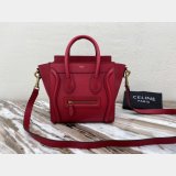 Celine Best Quality Red Luggage Nano Shopper 168243 Women's Leather