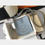 Hermes Best Quality Evelyne Mini TPM Taurillon Clemence blue lin