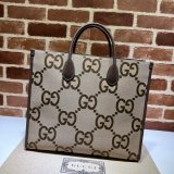 Tote Gucci Best Quality bag with jumbo GG 678839 camel and ebony GG Canvas