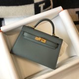Hermes Best Quality Mini Kelly Epsom leather ArmyGreen Bags
