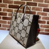 Tote Gucci Best Quality bag with jumbo GG 678839 camel and ebony GG Canvas
