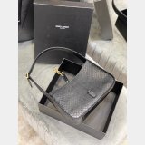 Best Quality Saint Laurent Shoulder Hobo crocodile-embossed shiny leather Black 657228 Handbags