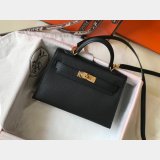 Hermes Mini Kelly Black Best Quality Handbag Epsom leather