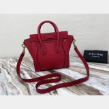 Celine Best Quality Red Luggage Nano Shopper 168243 Women's Leather