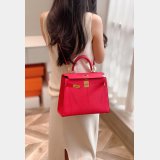 High Quality Best Quality Hermes Epsom Kelly 19/25/28CM Red Bag For Sale