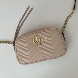 Gucci Best Quality GG Marmont 447632 Pink Shoulder Best Bag