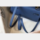 Hermes Blue Mini Kelly Best Quality Handbag Epsom leather