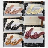 Top Loewe Petal Anagram Rhinestone Suede Heel Slide
