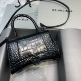 Balenciaga Best Quality Hourglass Small Top Handle Bag Black