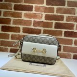 Gucci Best Quality Horsebit 1955 Small Brown or White Leather Shoulder 645454 Bag