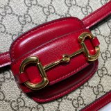Gucci Best Quality GG Horsebit 1955 small shoulder 602204 red bag