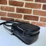 Gucci Knockoff 658553 Luxury GG embossed mini bag in black/white leather