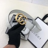 Best Gucci Best Quality Leather Belt With Double G White Buckle