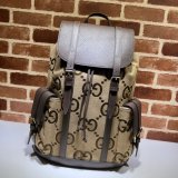 7 Star Gucci Backpack Best Quality 678829 with jumbo GG in camel and ebony GG canvas