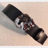 Gucci Best Quality Leather belt with tiger buckle black