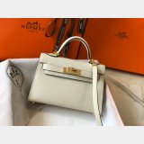 Best Quality Hermes Mini Kelly Handbag Epsom leather Off white