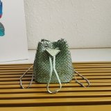 Designer Prada Best Quality 1NR016 Crystal Embellished Satin Mini-pouch Bag